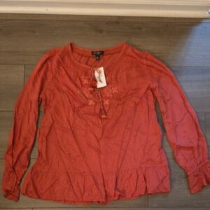 Jessica Simpson Dusty Cedar Blouse with Tassel Detail